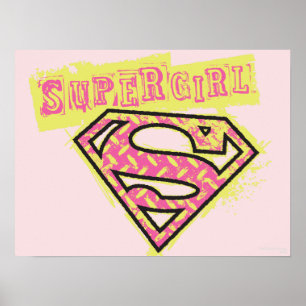 Supergirl Grunge Logo Roze Poster