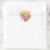 Supergirl Grunge Logo Roze Ronde Sticker (Tas)