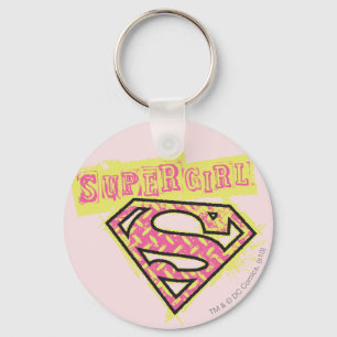 Supergirl Grunge Logo Roze Sleutelhanger