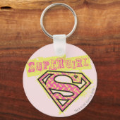 Supergirl Grunge Logo Roze Sleutelhanger (Voorkant)