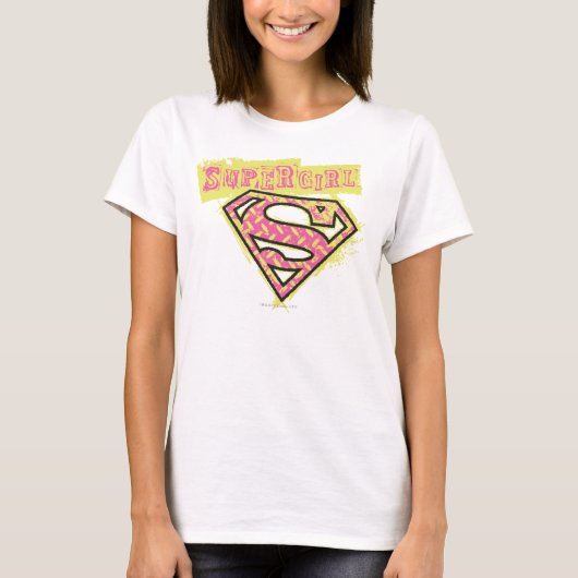 Supergirl Grunge Logo Roze T-shirt (Voorkant)