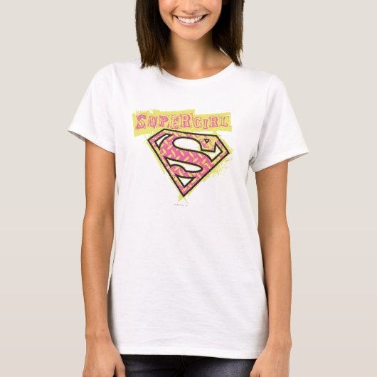 Supergirl Grunge Logo Roze T-shirt (Voorkant)