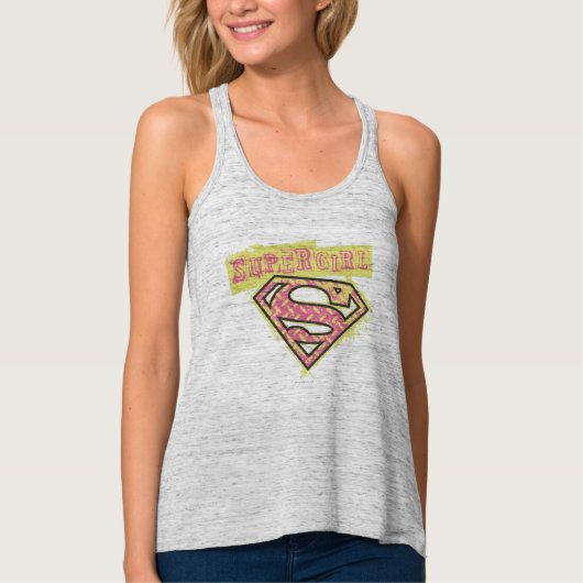 Supergirl Grunge Logo Roze Tanktop (Voorkant)