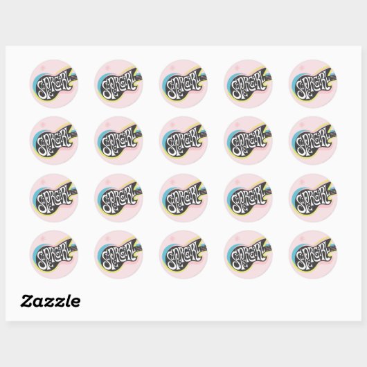 Supergirl Guitar Ronde Sticker (Vel)