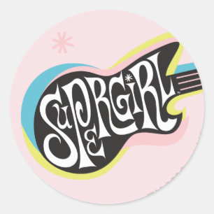 Supergirl Guitar Ronde Sticker