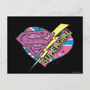 Supergirl Heart en Bolt Briefkaart