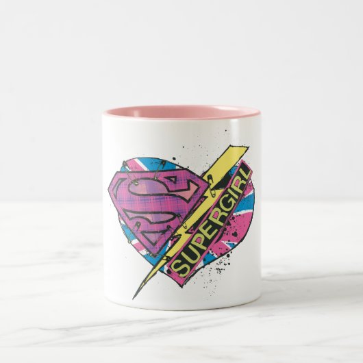 Supergirl Heart en Bolt Tweekleurige Koffiemok (Center)