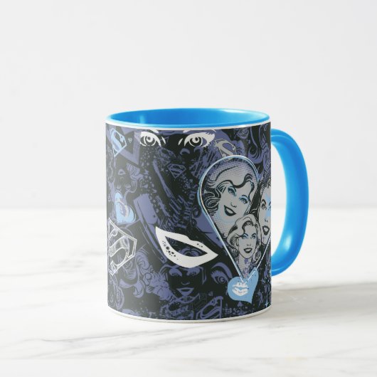 Supergirl Hearts en Lips Patroon Mok (Voorkant rechts)