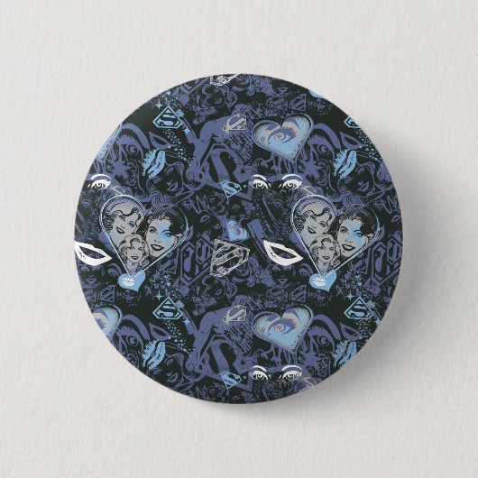 Supergirl Hearts en Lips Patroon Ronde Button 5,7 Cm (Voorkant)