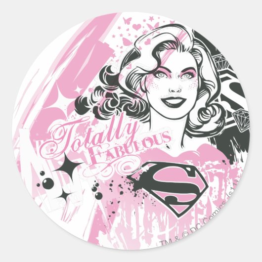 Supergirl helemaal geweldig ronde sticker (Voorkant)