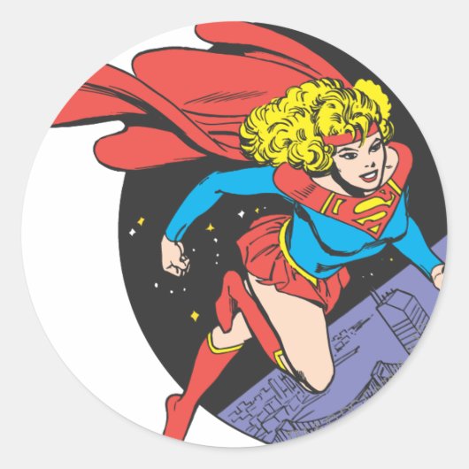 Supergirl in de ruimte ronde sticker (Voorkant)