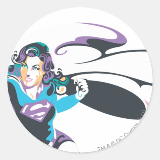 Supergirl Kleur plash Pose 4 Ronde Sticker (Voorkant)