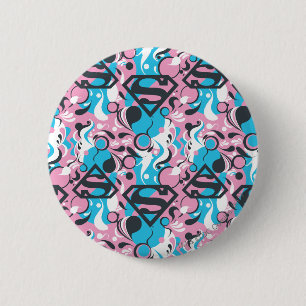 Supergirl kleurenpatroon met plash Swirls 7 Ronde Button 5,7 Cm