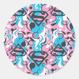 Supergirl kleurenpatroon met plash Swirls 7 Ronde Sticker