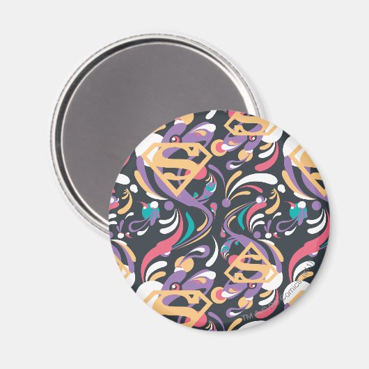Supergirl kleurenpatroon met plash Swirls 8 Magneet (Voorkant / Achterkant)