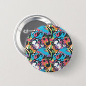 Supergirl kleurenpatroon met schouderriem 1 ronde button 5,7 cm (Voorkant /achterkant)