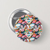 Supergirl kleurenpatroon met schouderriem 4 ronde button 5,7 cm (Voorkant /achterkant)