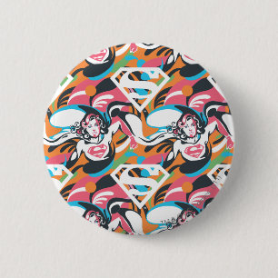 Supergirl kleurenpatroon met schouderriem 4 ronde button 5,7 cm