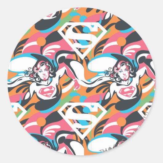 Supergirl kleurenpatroon met schouderriem 4 ronde sticker (Voorkant)