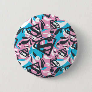 Supergirl kleurenpatroon met schouderriem 6 ronde button 5,7 cm