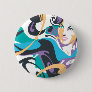 Supergirl-kleurenschouderriem 1 ronde button 5,7 cm