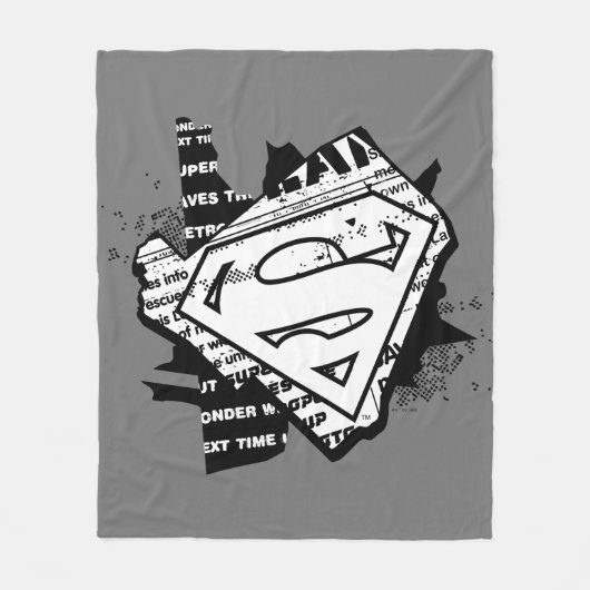 Supergirl krantenpapier S-Shield Fleece Deken (Voorkant)