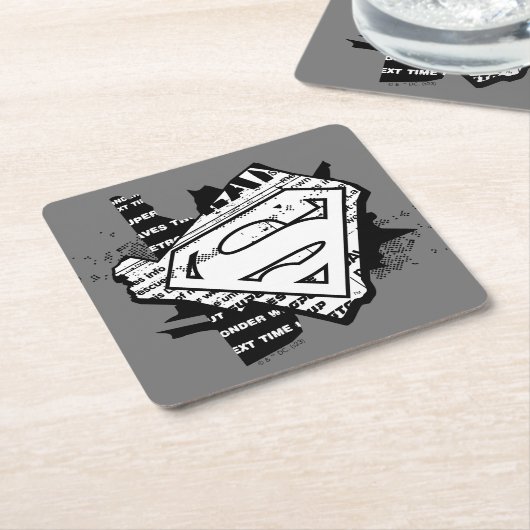 Supergirl krantenpapier S-Shield Kartonnen Onderzetters (Schuin)