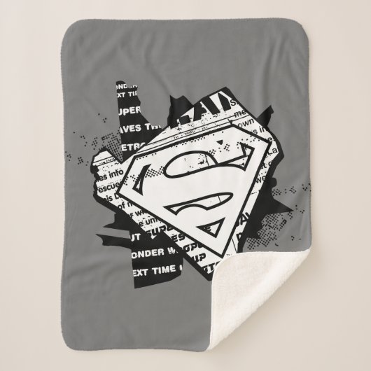 Supergirl krantenpapier S-Shield Sherpa Deken (Voorkant)