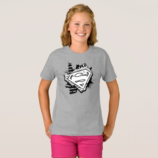 Supergirl krantenpapier S-Shield T-shirt (Voorkant volledig)