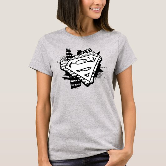Supergirl krantenpapier S-Shield T-shirt (Voorkant)