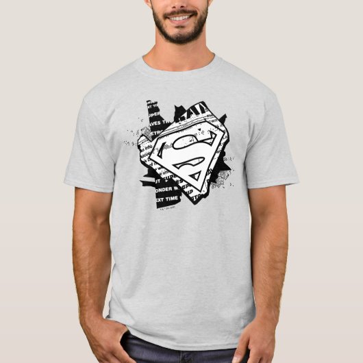 Supergirl krantenpapier S-Shield T-shirt (Voorkant)