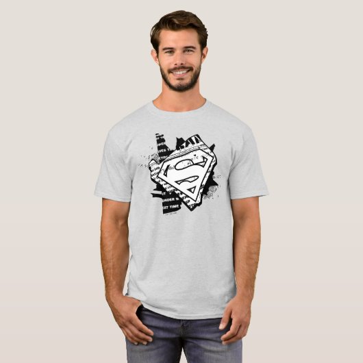 Supergirl krantenpapier S-Shield T-shirt (Voorkant volledig)