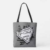 Supergirl krantenpapier S-Shield Tote Bag (Achterkant)