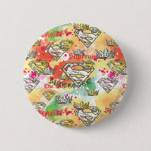 Supergirl kroonpatroon ronde button 5,7 cm