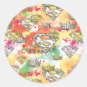 Supergirl kroonpatroon ronde sticker