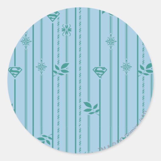 Supergirl Leaf Pattern Blue Ronde Sticker (Voorkant)