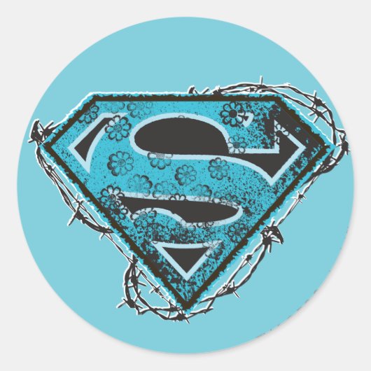 Supergirl Logo Barbed Wire en Flowers Ronde Sticker (Voorkant)
