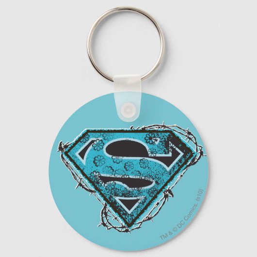 Supergirl Logo Barbed Wire en Flowers Sleutelhanger (Voorkant)