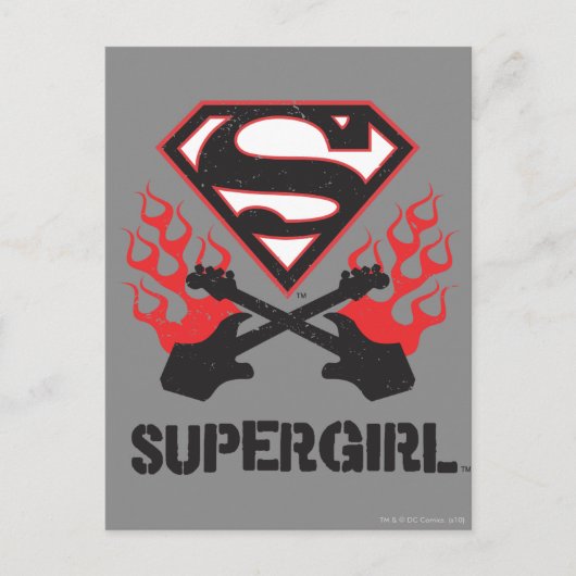 Supergirl Logo Black Flaming Guiters Briefkaart (Voorkant)