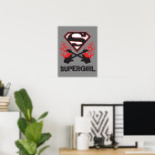 Supergirl Logo Black Flaming Guiters Poster (Thuiskantoor)