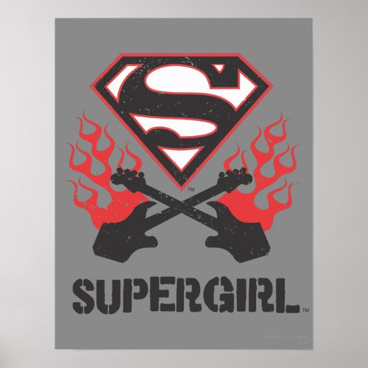 Supergirl Logo Black Flaming Guiters Poster (Voorkant)