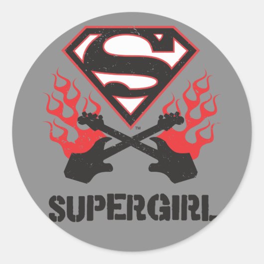 Supergirl Logo Black Flaming Guiters Ronde Sticker (Voorkant)