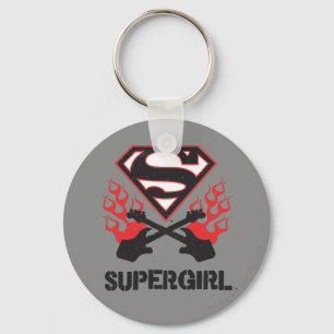 Supergirl Logo Black Flaming Guiters Sleutelhanger