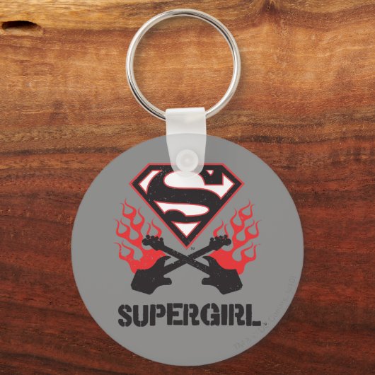 Supergirl Logo Black Flaming Guiters Sleutelhanger (Voorkant)