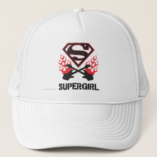 Supergirl Logo Black Flaming Guiters Trucker Pet (Voorkant)