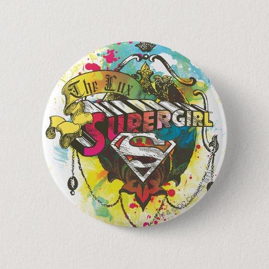 Supergirl Logo De Lux Ronde Button 5,7 Cm (Voorkant)