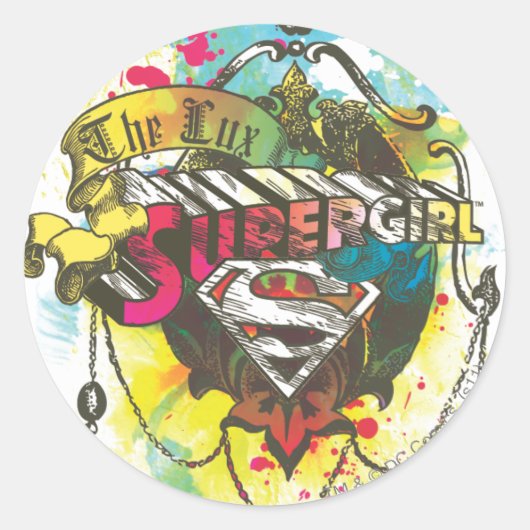 Supergirl Logo De Lux Ronde Sticker (Voorkant)