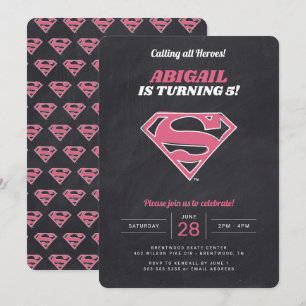 Supergirl Logo Girls Chalkboard Birthday Kaart