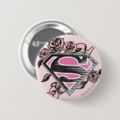 Supergirl Logo met Rozen Ronde Button 5,7 Cm (Voorkant /achterkant)