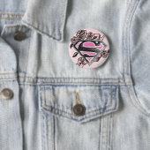 Supergirl Logo met Rozen Ronde Button 5,7 Cm (In situ)